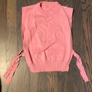Little Girls Pink Sweater Vest, open sides with ties, size 4